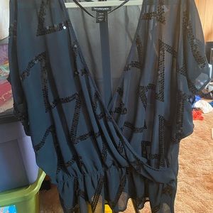 Lane Bryant black sequin shirt